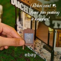 Dollhouse Miniature with Furniture, DIY Wooden Dollhouse Kit Plus Dust Proof