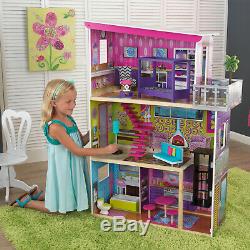 Dollhouse Playset Kit Kids Wooden Furniture Doll House Barbie Girl Miniature Toy