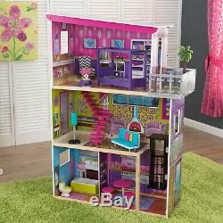 Dollhouse Playset Kit Kids Wooden Furniture Doll House Barbie Girl Miniature Toy