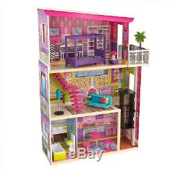 Dollhouse Playset Kit Kids Wooden Furniture Doll House Barbie Girl Miniature Toy