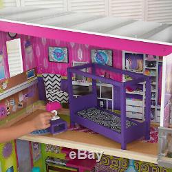 Dollhouse Playset Kit Kids Wooden Furniture Doll House Barbie Girl Miniature Toy