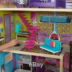 Dollhouse Playset Kit Kids Wooden Furniture Doll House Barbie Girl Miniature Toy