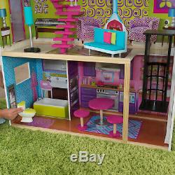 Dollhouse Playset Kit Kids Wooden Furniture Doll House Barbie Girl Miniature Toy