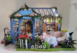 Dollhouse Tea Shop, Completed Miniature, Bookend, Garden, Coffee, Flowers, Gift