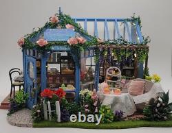 Dollhouse Tea Shop, Completed Miniature, Bookend, Garden, Coffee, Flowers, Gift