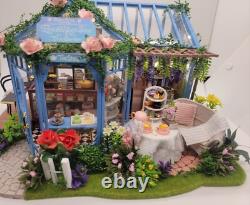 Dollhouse Tea Shop, Completed Miniature, Bookend, Garden, Coffee, Flowers, Gift