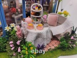 Dollhouse Tea Shop, Completed Miniature, Bookend, Garden, Coffee, Flowers, Gift