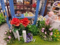 Dollhouse Tea Shop, Completed Miniature, Bookend, Garden, Coffee, Flowers, Gift
