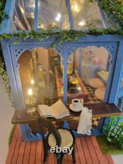 Dollhouse Tea Shop, Completed Miniature, Bookend, Garden, Coffee, Flowers, Gift