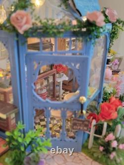 Dollhouse Tea Shop, Completed Miniature, Bookend, Garden, Coffee, Flowers, Gift