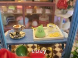 Dollhouse Tea Shop, Completed Miniature, Bookend, Garden, Coffee, Flowers, Gift