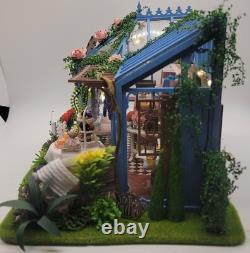 Dollhouse Tea Shop, Completed Miniature, Bookend, Garden, Coffee, Flowers, Gift