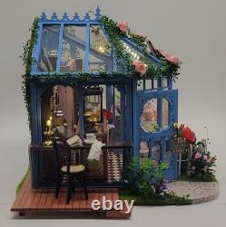 Dollhouse Tea Shop, Completed Miniature, Bookend, Garden, Coffee, Flowers, Gift