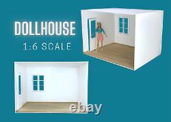 Dollhouse for 12 inch doll, 1/6 scale, Diorama box kit white painted, Diorama wi