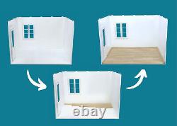 Dollhouse for 12 inch doll, 1/6 scale, Diorama box kit white painted, Diorama wi