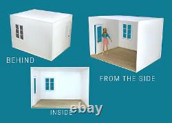 Dollhouse for 12 inch doll, 1/6 scale, Diorama box kit white painted, Diorama wi