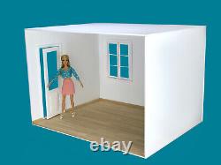 Dollhouse for 12 inch doll, 1/6 scale, Diorama box kit white painted, Diorama wi