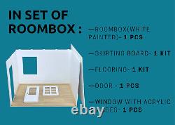 Dollhouse for 12 inch doll, 1/6 scale, Diorama box kit white painted, Diorama wi