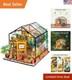 Exquisite Miniature Greenhouse Dollhouse Kit with LED Light Perfect Gift Idea