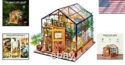 Exquisite Miniature Greenhouse Dollhouse Kit with LED Light Perfect Gift Idea