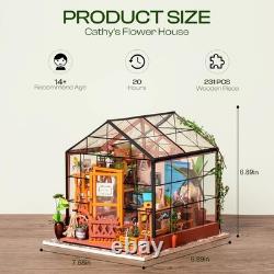 Exquisite Miniature Greenhouse Dollhouse Kit with LED Light Perfect Gift Idea