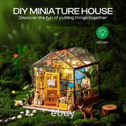 Exquisite Miniature Greenhouse Dollhouse Kit with LED Light Perfect Gift Idea