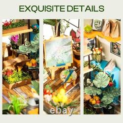 Exquisite Miniature Greenhouse Dollhouse Kit with LED Light Perfect Gift Idea