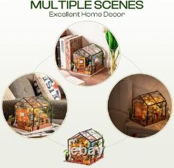 Exquisite Miniature Greenhouse Dollhouse Kit with LED Light Perfect Gift Idea