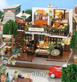FOREST TEASHOP 3D Wooden Puzzles DIY Miniature Dollhouse Kit building Adult Gift