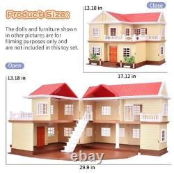 Family Cozy Cabin Doll House Playset, Dollhouse Furniture and Accessories, DIY