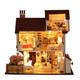 Flower Town Miniature Dollhouse DIY Wooden Building Toys with LED for Xmas Gift