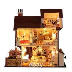 Flower Town Miniature Dollhouse DIY Wooden Building Toys with LED for Xmas Gift