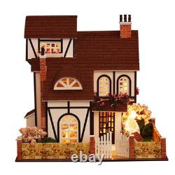 Flower Town Miniature Dollhouse DIY Wooden Building Toys with LED for Xmas Gift
