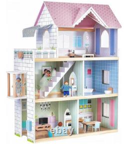 Giant Bean Wooden Doll House, 2.6-ft Tall DIY Miniature Dollhouse Kit