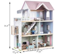 Giant Bean Wooden Doll House, 2.6-ft Tall DIY Miniature Dollhouse Kit