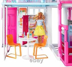 Girls Barbie 3 Storey Town House Play Set With Furniture