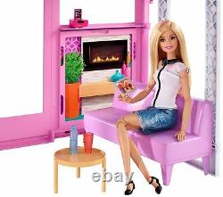 Girls Barbie 3 Storey Town House Play Set With Furniture