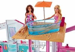 Girls Barbie 3 Storey Town House Play Set With Furniture