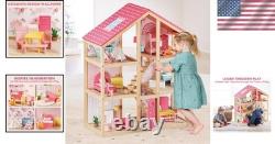 Girls' DIY Doll House with Furniture Accessories