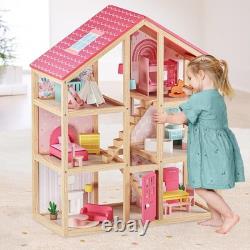 Girls' DIY Doll House with Furniture Accessories