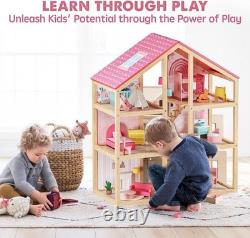 Girls' DIY Doll House with Furniture Accessories