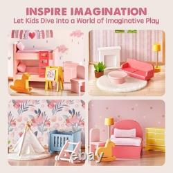Girls' DIY Doll House with Furniture Accessories