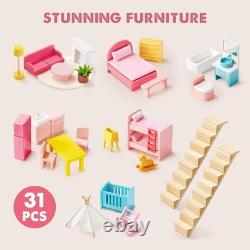Girls' DIY Doll House with Furniture Accessories