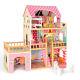 Girls Dream Wooden Pretend Play House Doll Dollhouse with 7 pcs Furniture