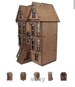 Greenleaf The Emerson Row Victorian Wooden Doll House / Dollshouse Rare set