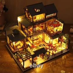 HEYANG 3D Wooden Assembled Dollhouse Kit DIY Miniature Japanese Style Courtyard