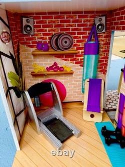 HTF KidKraft Wooden Dollhouse Bianca City Life 4-Story Tons Of Accessories L@@K