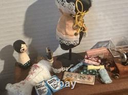 HUGE Miniature Doll House Sewing Machine Room Lot Vintage