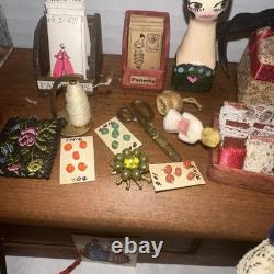 HUGE Miniature Doll House Sewing Machine Room Lot Vintage