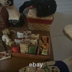 HUGE Miniature Doll House Sewing Machine Room Lot Vintage